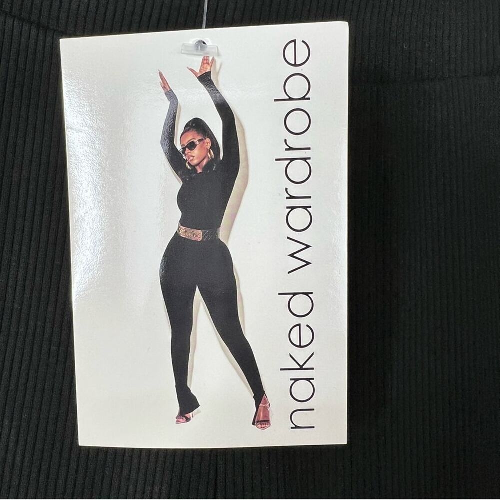 Naked Wardrobe Oh So Snatched Ribbed Leggings Black High Rise Size S NEW - Picture 7 of 7